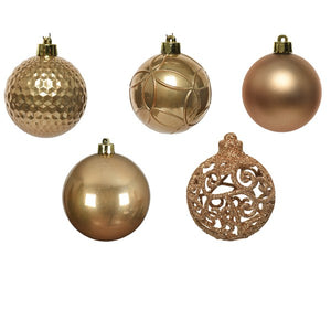 Decoris Shatterproof Baubles in Camel Brown (Pack of 37) image 1