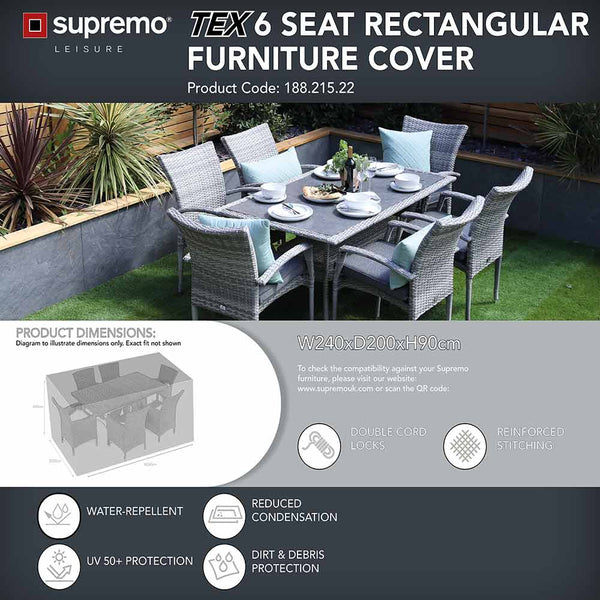 Supremo TEX 6 Seat Rectangular Dining Set Furniture Cover image 1