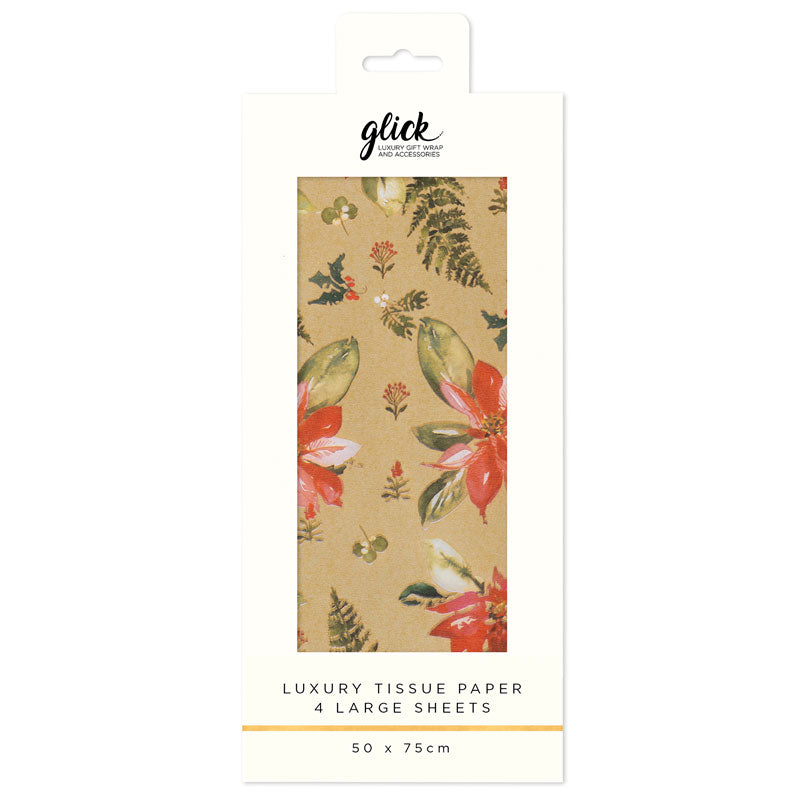 Glick Gold Perfect Poinsettia Luxury Tissue Paper (Pack of 4) image 0