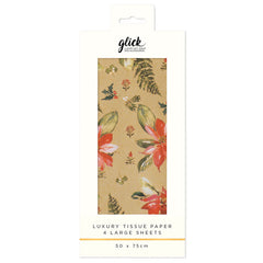 Glick Gold Perfect Poinsettia Luxury Tissue Paper (Pack of 4) image 0