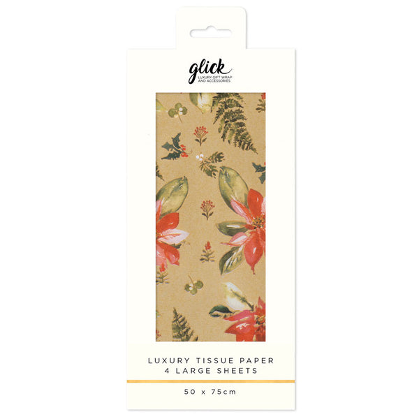 Glick Gold Perfect Poinsettia Luxury Tissue Paper (Pack of 4) image 0