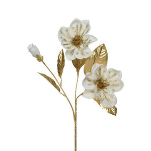 Everlands White & Gold Magnolia Stem (70cm) image 0
