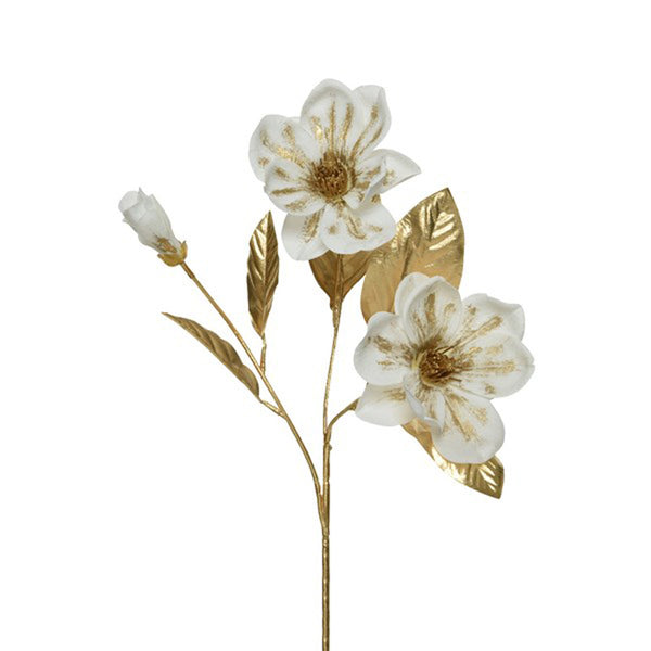 Everlands White & Gold Magnolia Stem (70cm) image 0