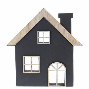 Festive Black Wooden House - 22cm image