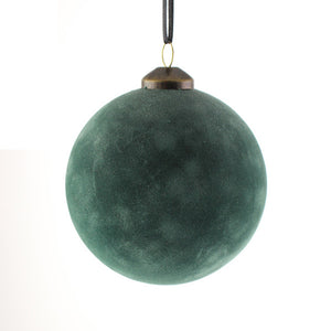 SageDecor Blue-Green Flocked Bauble - 15cm image