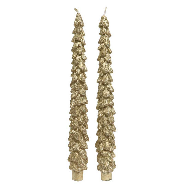 Decoris Gold Tree Dinner Candles (Pack of 2) image 0