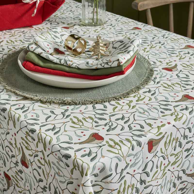 Walton &amp; Co Robin &amp; Mistletoe Tablecloth image 0