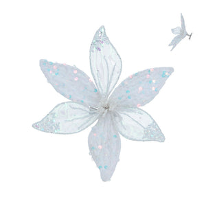 Gisela Graham Sheer Poinsettia Clip with Iridescent Sequins image 0