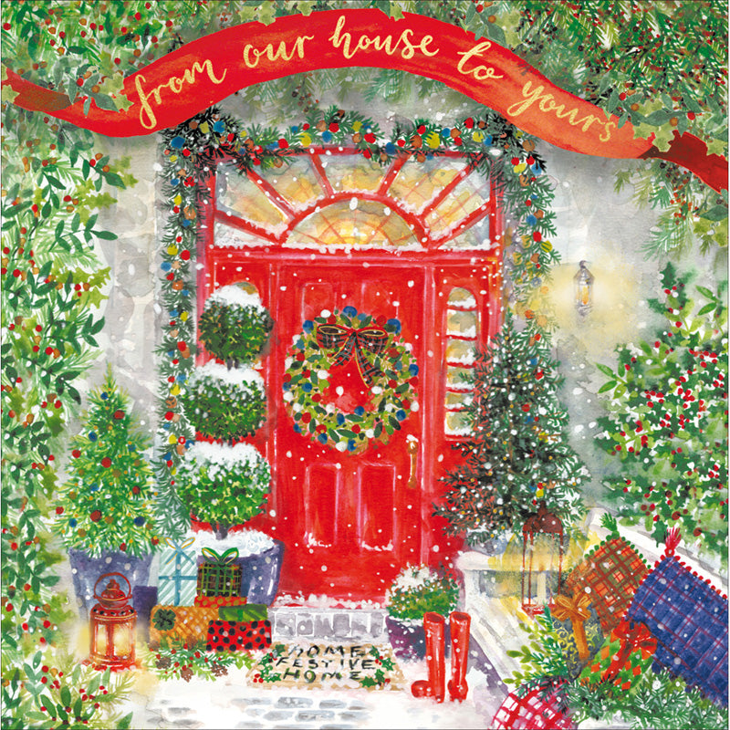 Woodmansterne Red Christmas From Our House Christmas Card image 0