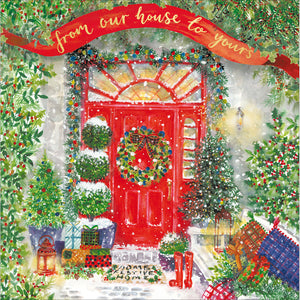 Woodmansterne Red Christmas From Our House Christmas Card image 0