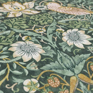 Morris &amp; Co Strawberry Thief Forest Green Outdoor Cushion, 50 x 50cm image 1