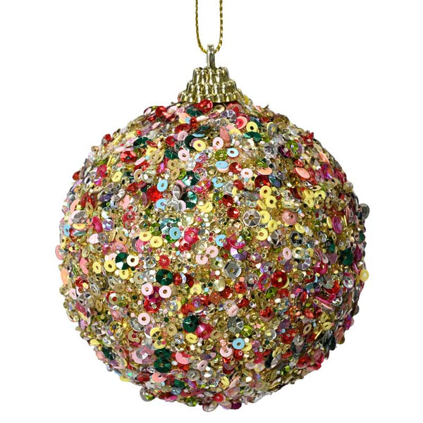 Decoris Foam Bauble with Multi-Coloured Sequins image 0