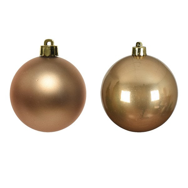 Decoris Shatterproof Baubles in Camel Brown (Pack of 12) image 1