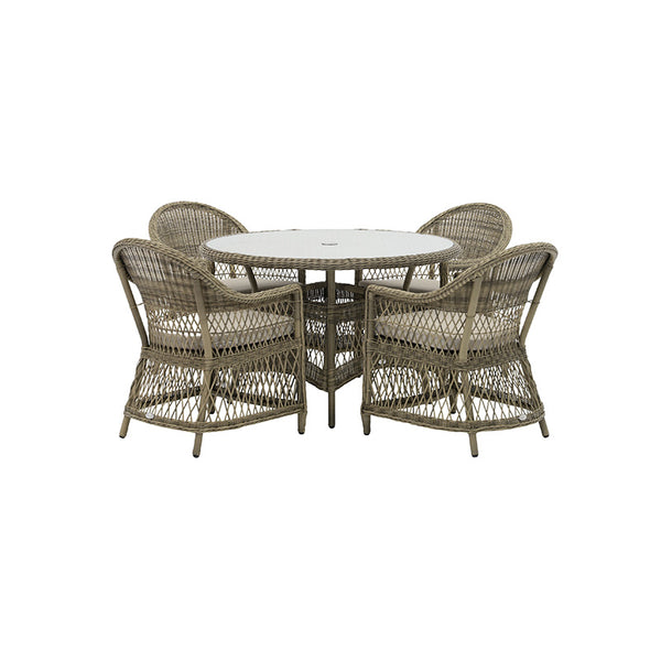 Bramblecrest RHS Rosemoor 4 Seat Round Rattan Garden Dining Set with 2.5m Parasol &amp; Base image 5