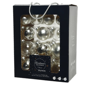 Decoris Glass Bauble Mix (Pack of 26) - Silver image