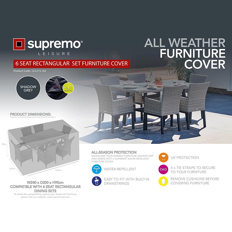 Supremo Cover for 6 Seat Rectangular Dining Set, 240cm x 200cm image 0