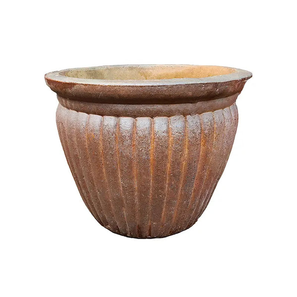 Short Fluted Terracotta Pot Medium (D45cm x H36cm) image 0