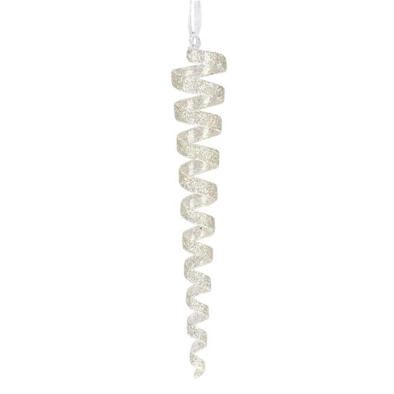 Weiste Glass Spiral Icicle with Silver Glitter (18cm) image 0