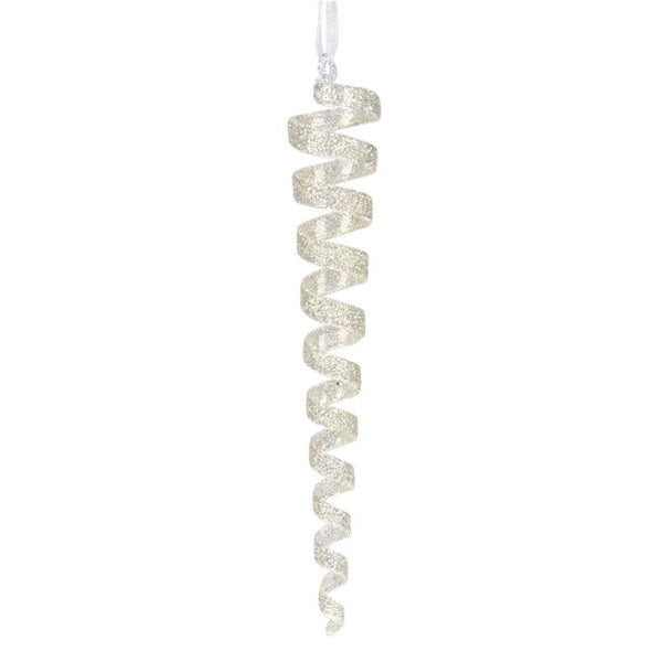 Weiste Glass Spiral Icicle with Silver Glitter (18cm) image 0