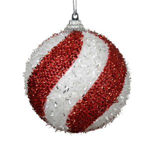Decoris Foam Bauble with Tinsel Candy Stripes image 0