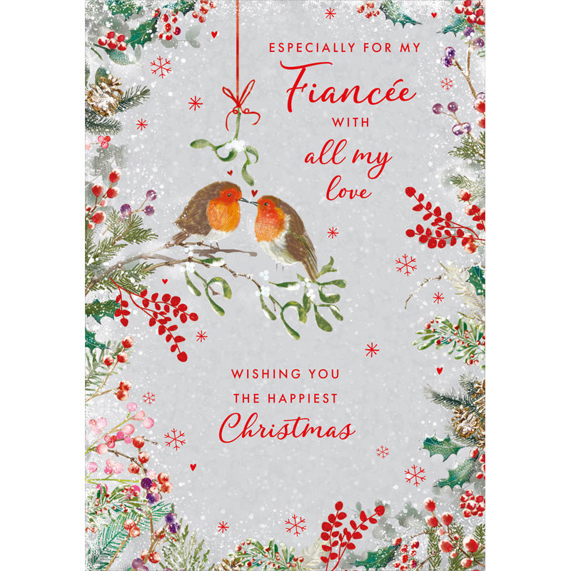 Nigel Quiney Robin & Mistletoe Fiance Christmas Card image 0