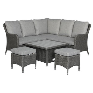 Bramblecrest Tetbury Mini Corner Sofa Set in Pewter with Dual Height Table &amp; 2 Stools image 1