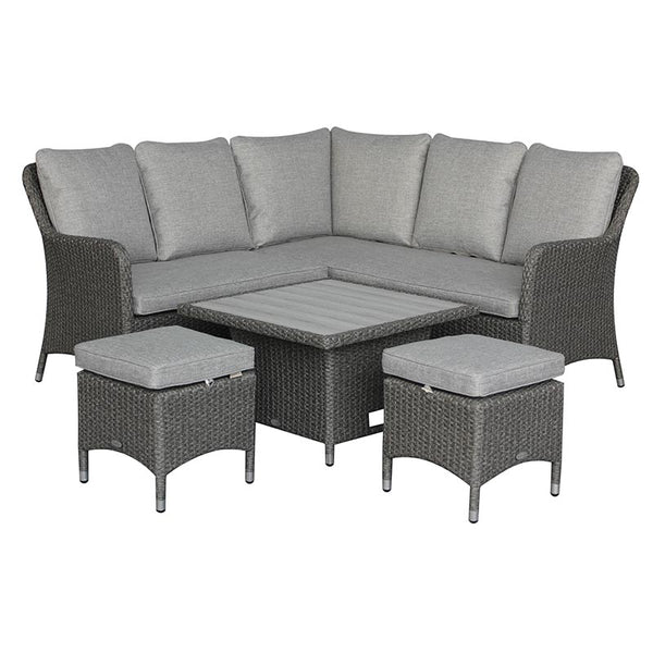 Bramblecrest Tetbury Mini Corner Sofa Set in Pewter with Dual Height Table &amp; 2 Stools image 1