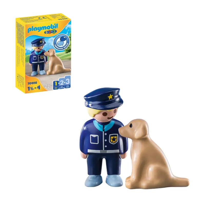 PLAYMOBIL 1.2.3 Police Officer with Dog For 18+ Months image 0