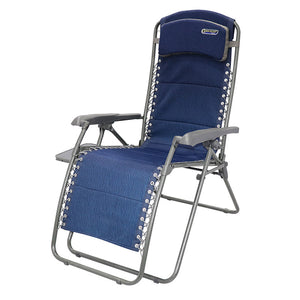 Quest Elite Ragley Pro Relax Garden Chair in Blue with Side Table &amp; Headrest image 1