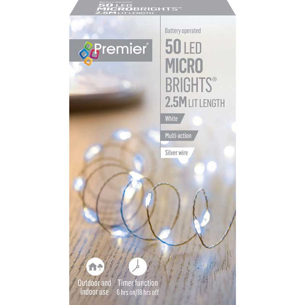 Premier 50 Multi-Action Battery Operated LED MICROBRIGHTS with Timer - White image 1