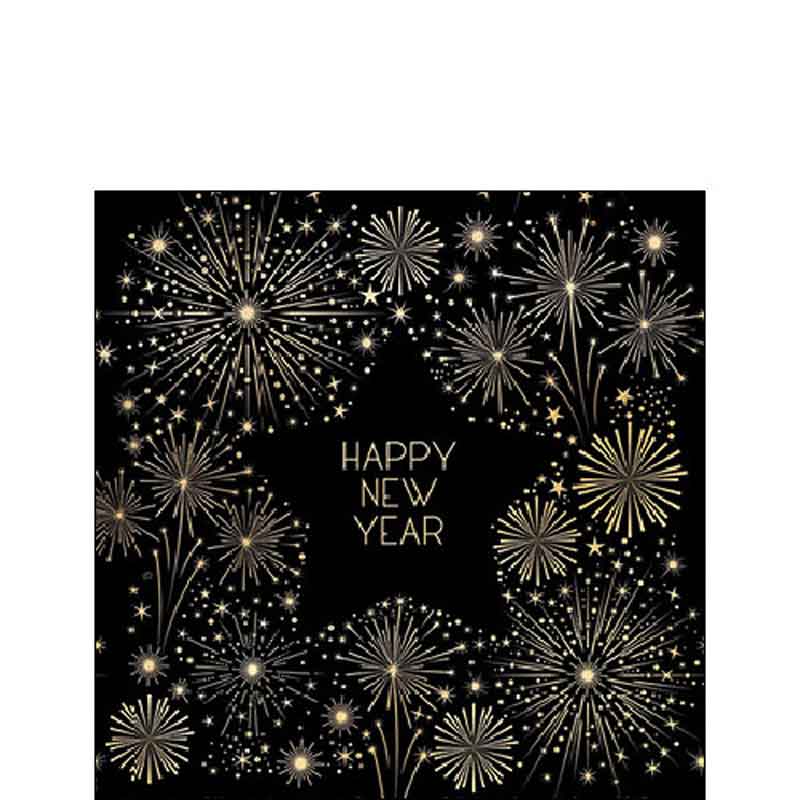 Ambiente Paper Cocktail Napkins - Golden New Year (Pack of 20) image 0