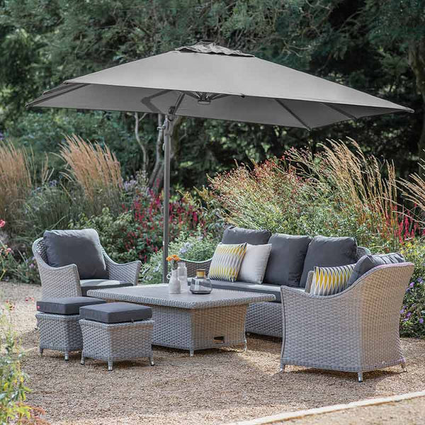 Bramblecrest Wentworth Garden Lounge Set with Dual Height Table in Pewter Rattan image 4