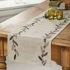Walton & Co Embroidered Winter Foliage Table Runner image 0