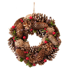 Festive Gold Pinecone Wreath image 2