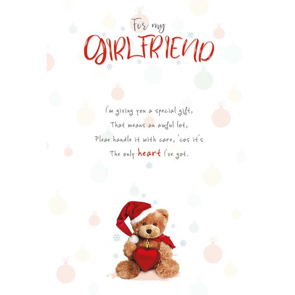 Emotional Rescue Teddy In Santa Hat With Love Heart & Poem Christmas Card image 0