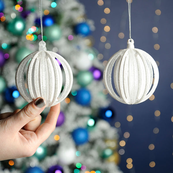 Festive White & Clear Effect Ball (Assorted Designs) image 2