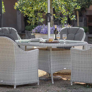 Bramblecrest Monterey 6 Seat Garden Dining Set in Dove Grey with Elliptical Table, Parasol & Base image 2