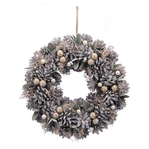 Festive White Pinecone & Gold Berry Wreath image 1