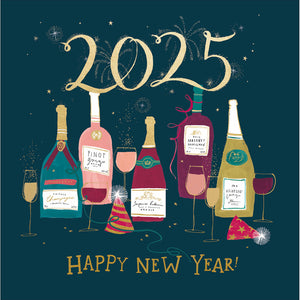 Woodmansterne Bottles of Wine New Year Card image 0