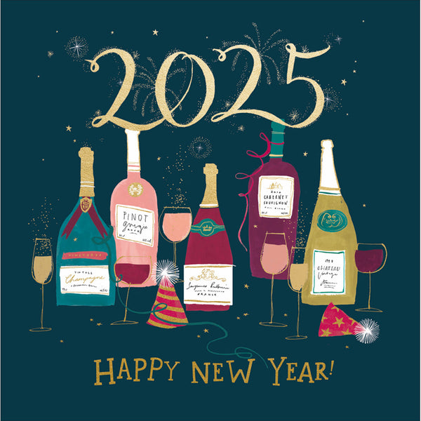 Woodmansterne Bottles of Wine New Year Card image 0
