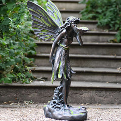 Home & Garden UK Standing Fairy Statue with Green Flock image 0