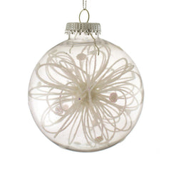 SageDecor Clear Bauble with White Glittered Flower Decor image 0