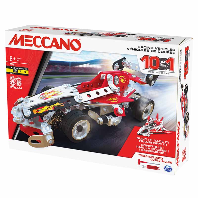 Meccano, 10-in-1 Racing Vehicles STEM Model Building Kit, Ages 8+ image 0