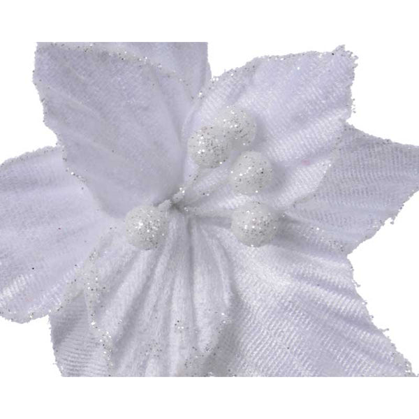 Everlands Winter White Poinsettia Clip (Assorted Designs) image 2