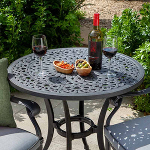 Hartman Capri Metal Bistro Set in Antique Grey with Platinum Cushions image 2