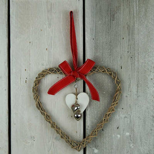Satchville Large Hanging Wicker Heart with Bow image 0
