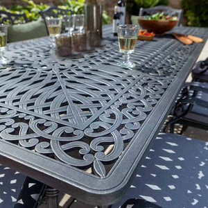 Hartman Capri 8 Seat Patio Dining Set in Antique Grey with Rectangular Table, Parasol & Base image 6