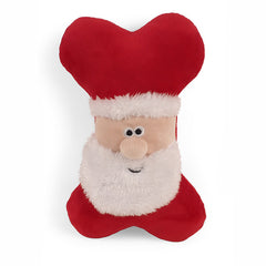 Zoon Squeaky Santa Bone Plush Dog Toy image 0