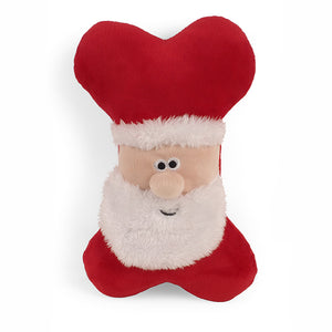Zoon Squeaky Santa Bone Plush Dog Toy image 0