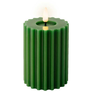 Lumineo Green Wax LED Carved Candle - 12.3cm image